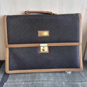 Vintage Ted Lapidus Paris Briefcase File Case Rectangle Bag Brown 70253